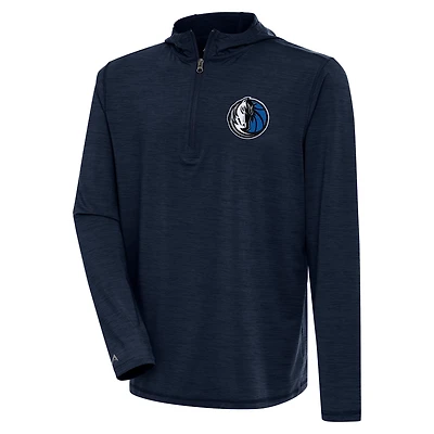 Pull léger à fermeture éclair quart de tour Antigua Heather Navy Dallas Mavericks pour homme