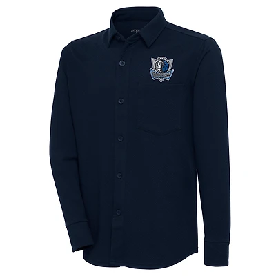 Men's Antigua  Navy Dallas Mavericks Steamer Button-Up Shacket