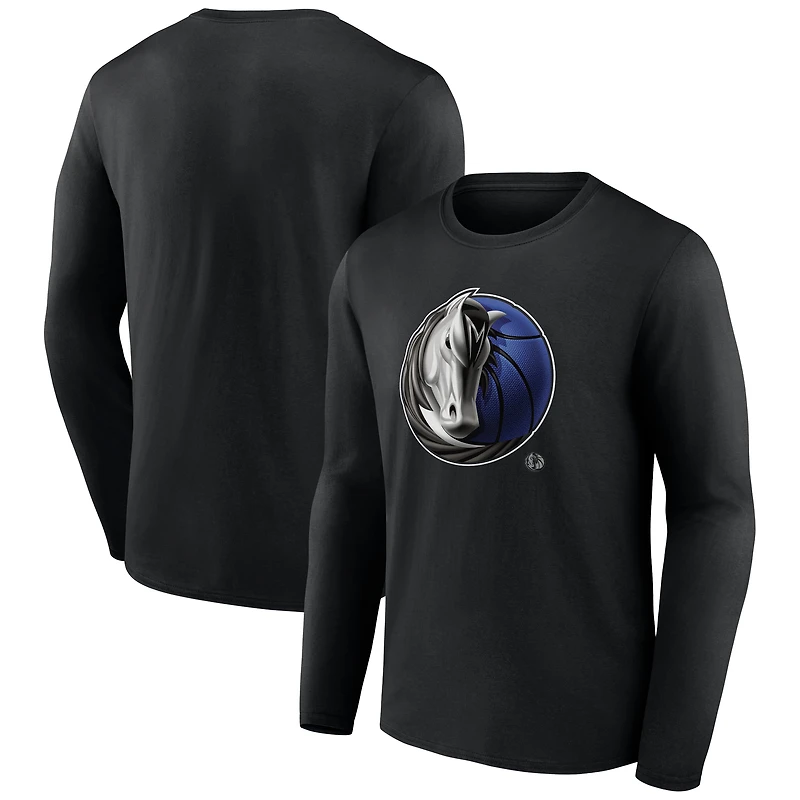 Men's Black Dallas Mavericks Midnight Mascot Long Sleeve T-Shirt