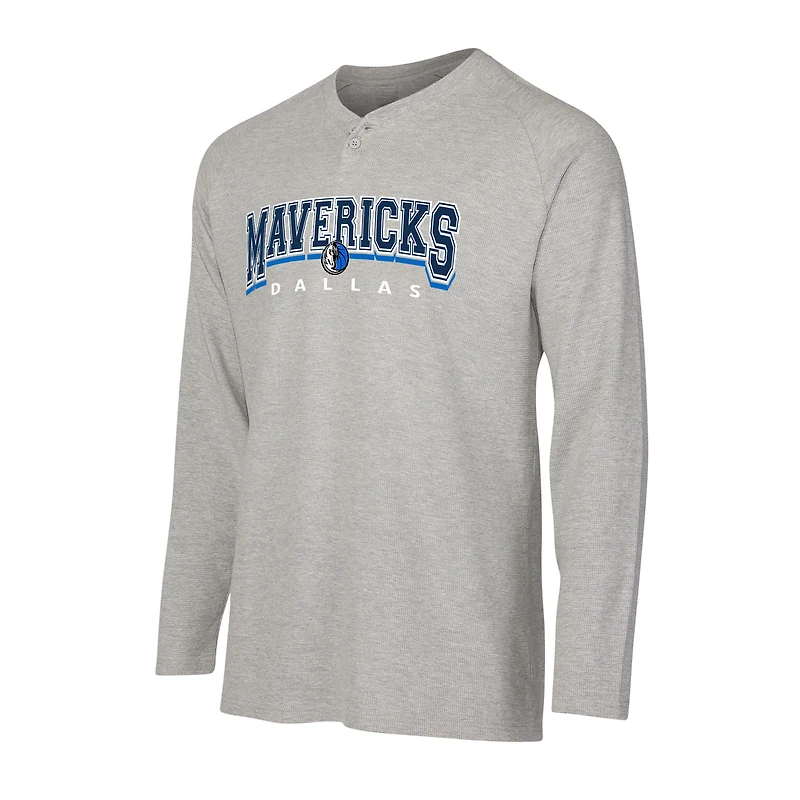 T-shirt Henley à manches longues en tricot thermique Hawthorn des Dallas Mavericks de Concepts Sport pour homme