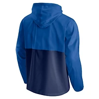 Veste à capuche coupe-vent demi-zip Fanatics pour hommes bleu/marine Dallas Mavericks Anorak Block Party
