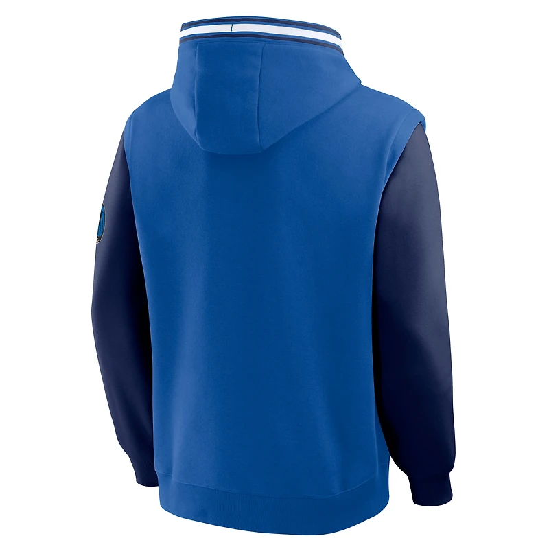 Men's Fanatics Blue/Navy Dallas Mavericks Half Court Shot Clock Fastbreak Hoodie