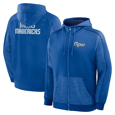 Men's Fanatics Blue Dallas Mavericks Back Door Cut Play Defender Full-Zip Hoodie