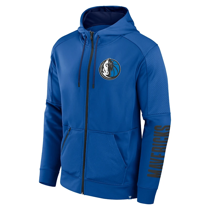 Men's Fanatics Blue Dallas Mavericks Baller Defender Performance Full-Zip Hoodie