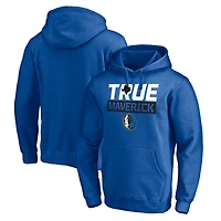Men's Fanatics Blue Dallas Mavericks Post Up Hometown Collection Fitted Pullover Hoodie