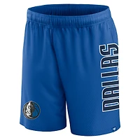 Short en maille Post Up Fanatics bleu Dallas Mavericks pour hommes