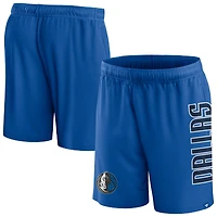 Short en maille Post Up Fanatics bleu Dallas Mavericks pour hommes