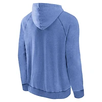 Men's Fanatics Heather Blue Dallas Mavericks Foul Trouble Snow Wash Raglan Pullover Hoodie