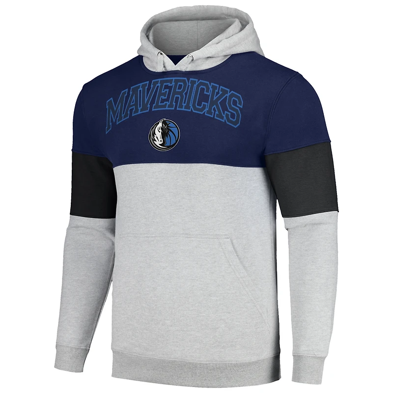 Men's Fanatics Navy Dallas Mavericks Contrast Pieced Pullover Hoodie