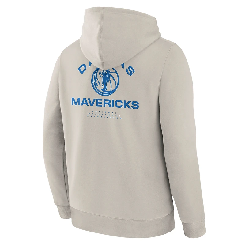 Men's Fanatics Off White Dallas Mavericks Crossover Collection Blocked Shot Premium Pullover Hoodie