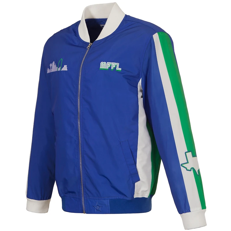 Men's JH Design Royal Dallas Mavericks 2022/23 City Edition Full-Zip Nylon Bomber Jacket