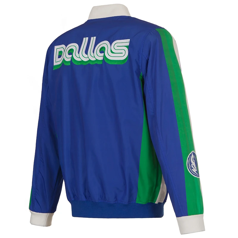 Blouson aviateur en nylon entièrement zippé JH Design Royal Dallas Mavericks City Edition 2022/23 pour homme