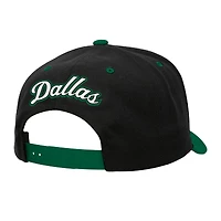 Casquette ajustable Mitchell & Ness Dallas Mavericks 2 tons avec inscription au dos Pro Crown pour homme, noire/verte