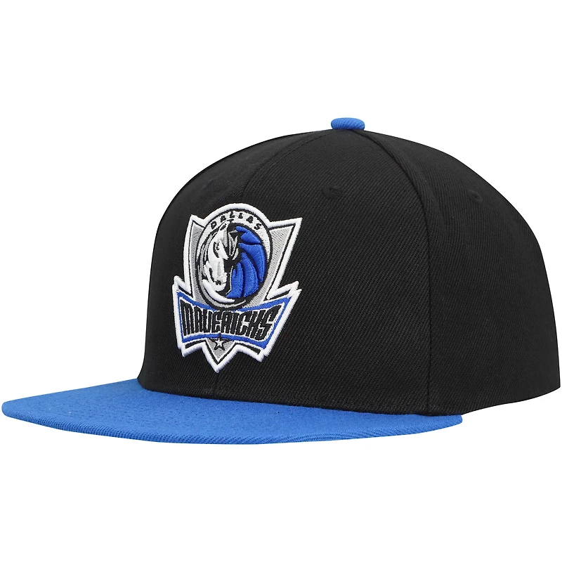 Men's Mitchell & Ness Black/Royal Dallas Mavericks Side Core 2.0 Snapback Hat