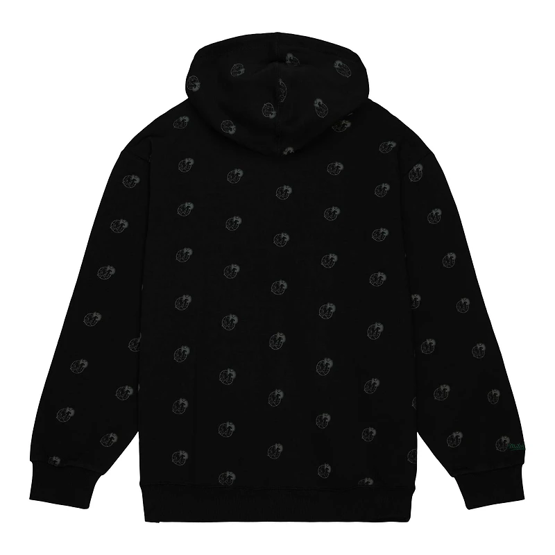 Men's Mitchell & Ness  Black Dallas Mavericks Hardwood Classics Allover Print Pullover Hoodie