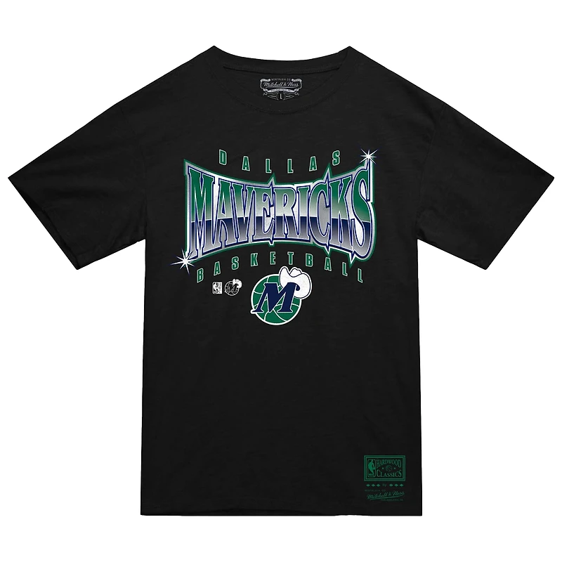 T-shirt noir lumineux pour homme Mitchell & Ness Dallas Mavericks Worldwide Collection
