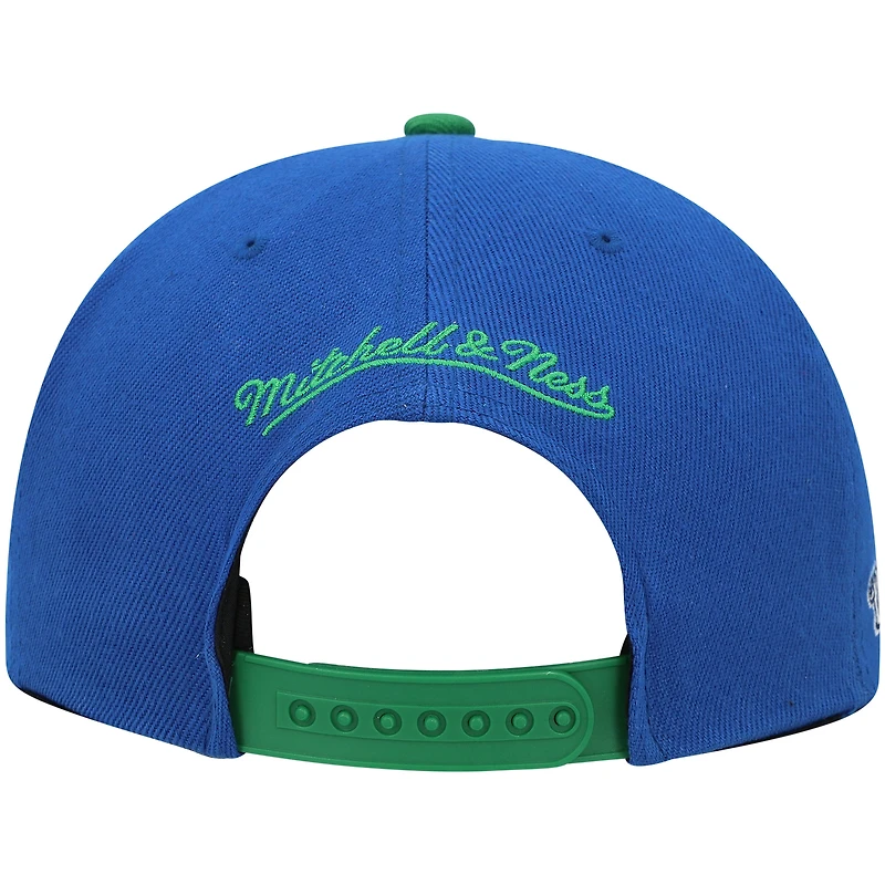 Casquette Snapback bleu/vert Dallas Mavericks Hardwood Classics Mitchell & Ness pour hommes