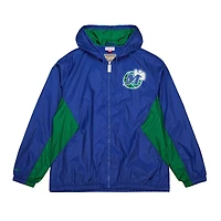 Veste coupe-vent à capuche entièrement zippée Mitchell & Ness bleue Dallas Mavericks Playmaker pour homme
