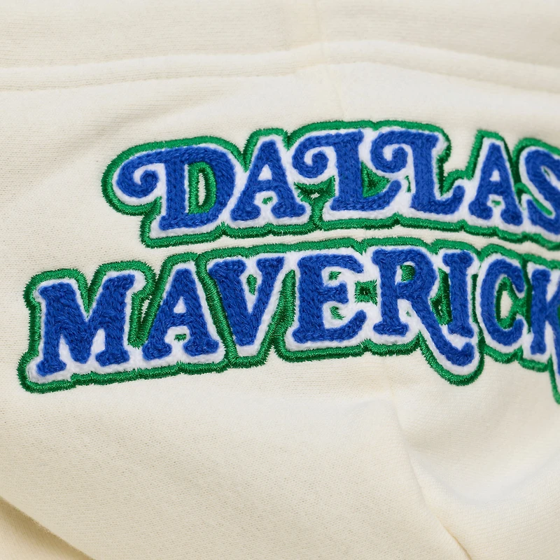 Sweat à capuche en polaire premium Mitchell & Ness crème Dallas Mavericks Hardwood Classics pour homme