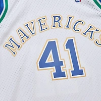 Men's Mitchell & Ness Dirk Nowitzki White Dallas Mavericks 1998/2019 Hardwood Classics German Flag Swingman Jersey