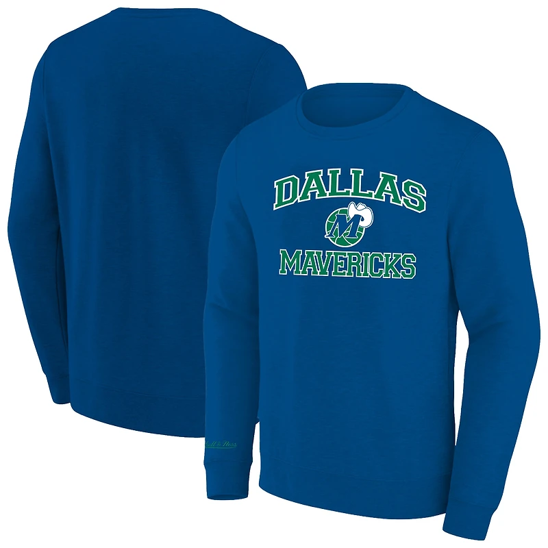 Sweat-shirt à col rond Mitchell & Ness bleu chiné Dallas Mavericks Hardwood Classics pour homme, grandes tailles