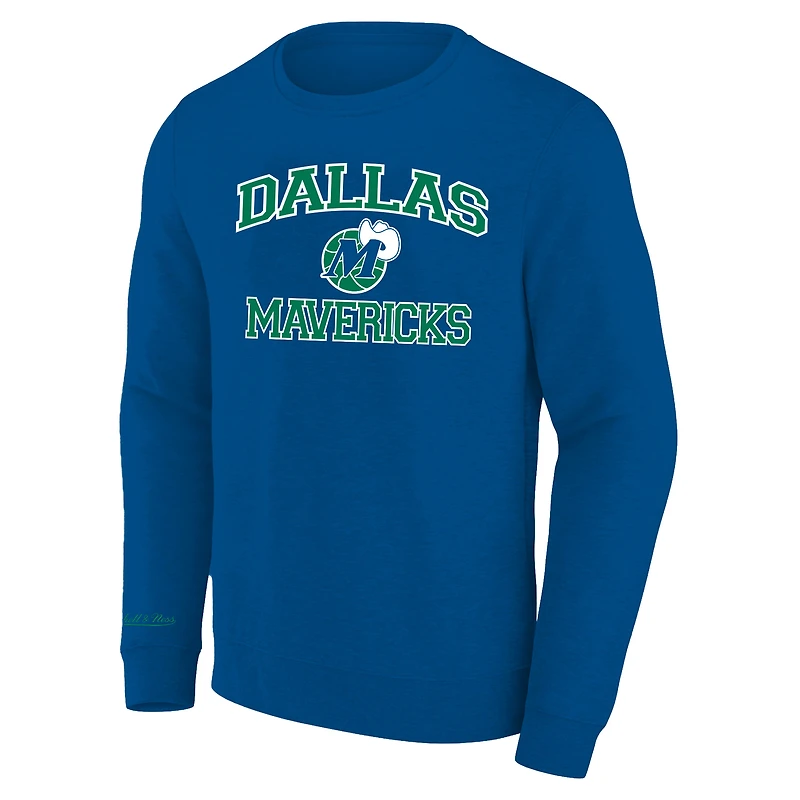 Sweat-shirt à col rond Mitchell & Ness bleu chiné Dallas Mavericks Hardwood Classics pour homme, grandes tailles