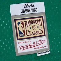 Men's Mitchell & Ness Jason Kidd Green/Navy Dallas Mavericks 1994/95 Hardwood Classics Fadeaway Swingman Player Jersey