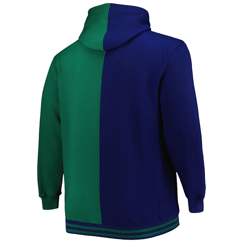 Chandail à capuchon fendu pour homme Dallas Mavericks Big & Tall Hardwood Classics bleu marine/vert Mitchell Ness