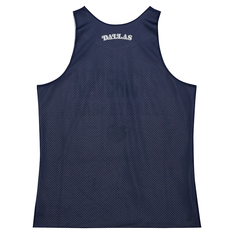 Men's Mitchell & Ness Navy/White Dallas Mavericks Hardwood Classics Reversible Mesh Practice Jersey