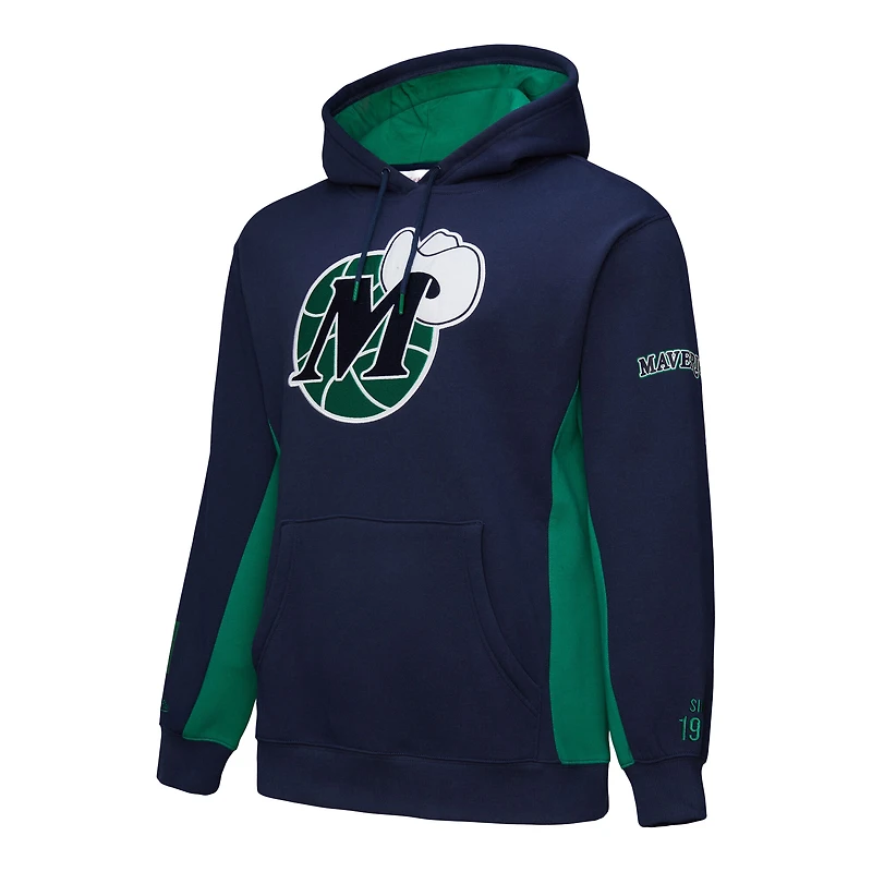 Men's Mitchell & Ness Navy Dallas Mavericks Hardwood Classics Team Origins Fleece Pullover Hoodie
