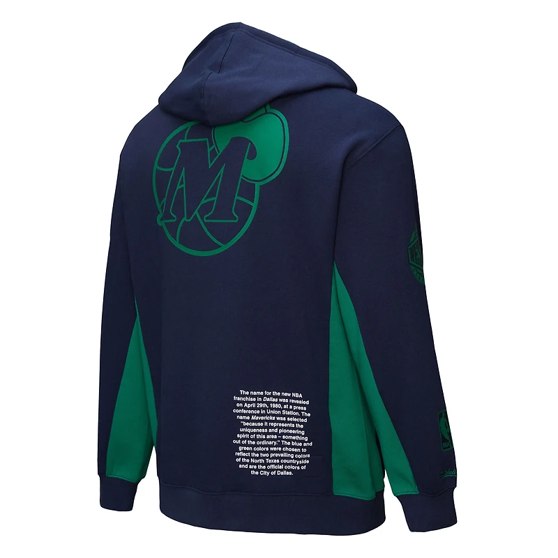 Men's Mitchell & Ness Navy Dallas Mavericks Hardwood Classics Team Origins Fleece Pullover Hoodie