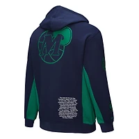 Men's Mitchell & Ness Navy Dallas Mavericks Hardwood Classics Team Origins Fleece Pullover Hoodie