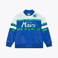 Men's Mitchell & Ness  Royal Dallas Mavericks Hardwood Classics Head Coach Lightweight Satin Full-Snap Jacket