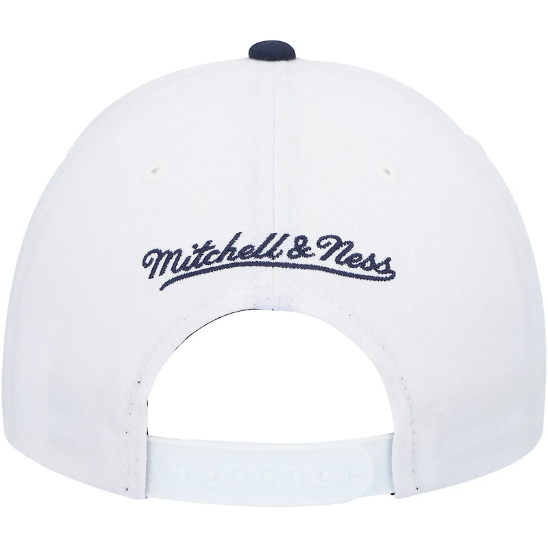 Men's Mitchell & Ness White/Navy Dallas Mavericks Hardwood Classics Core 2-Tone 2.0 Pro Snapback Hat
