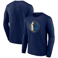 T-shirt à manches longues bleu marine pour homme avec logo principal des Dallas Mavericks
