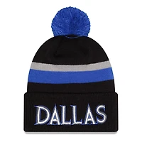 Bonnet à revers New Era noir et bleu Dallas Mavericks édition City 2025/26 pour homme, avec pompon