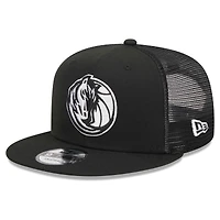Casquette de camionneur à visière noire Dallas Mavericks 9FIFTY de New Era pour homme