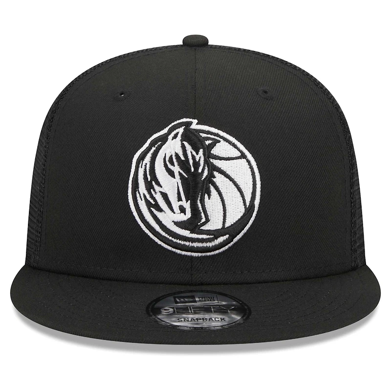 Casquette de camionneur à visière noire Dallas Mavericks 9FIFTY de New Era pour homme