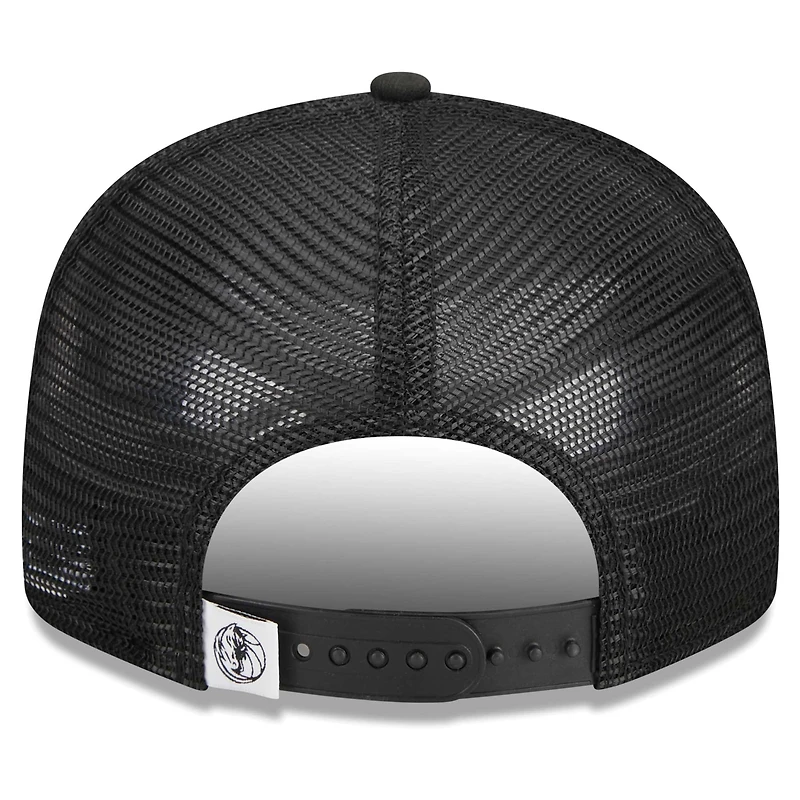 Casquette de camionneur à visière noire Dallas Mavericks 9FIFTY de New Era pour homme