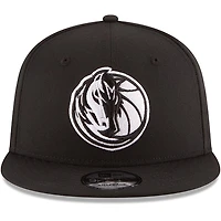 Men's New Era Black Dallas Mavericks Black & White Logo 9FIFTY Adjustable Snapback Hat