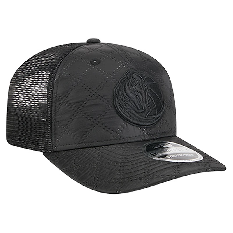 Men's New Era Black Dallas Mavericks Quilted 9SEVENTY Trucker Adjustable Hat