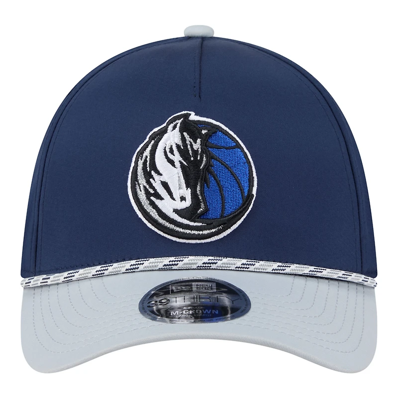 Men's New Era Blue/Gray Dallas Mavericks Rope Two-Tone M-Crown A-Frame 39THIRTY Flex Hat