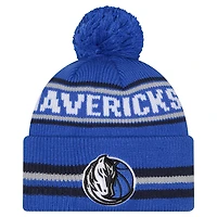 Bonnet en tricot à revers classique Dallas Mavericks bleu New Era pour homme avec pompon