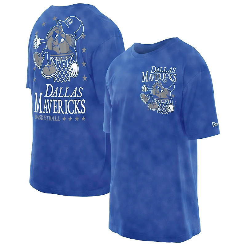 Men's New Era Blue Dallas Mavericks Old School Sport Enzyme Wash Oversized T-Shirt