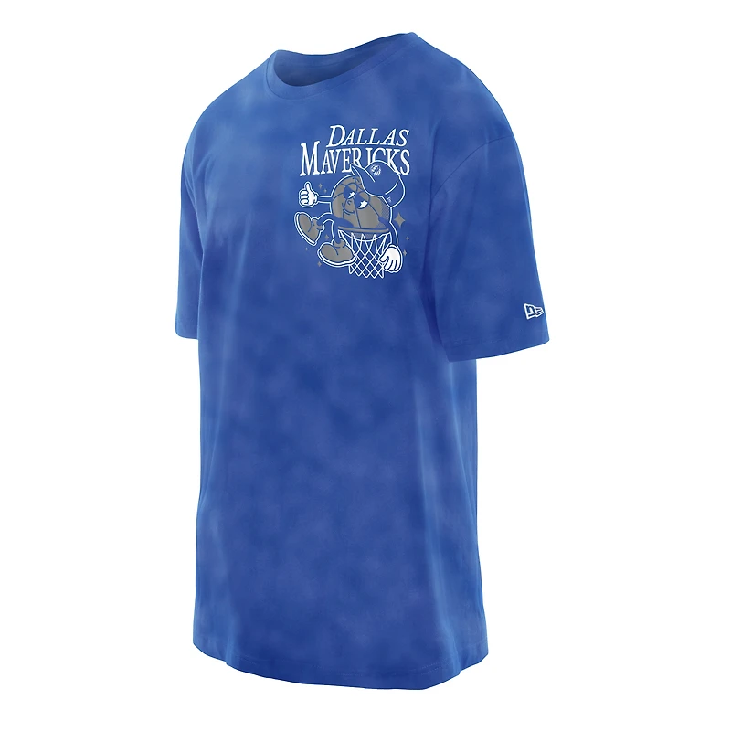 Men's New Era Blue Dallas Mavericks Old School Sport Enzyme Wash Oversized T-Shirt