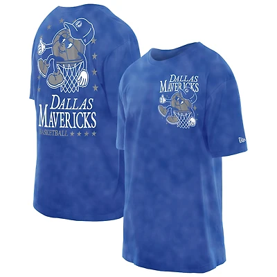 Men's New Era Blue Dallas Mavericks Old School Sport Enzyme Wash Oversized T-Shirt