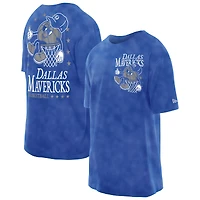 Men's New Era Blue Dallas Mavericks Old School Sport Enzyme Wash Oversized T-Shirt