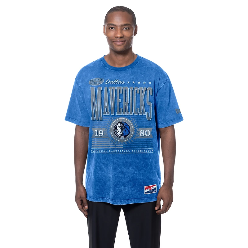 Men's New Era  Blue Dallas Mavericks Oversized Throwback Collection Mineral Wash T-Shirt
