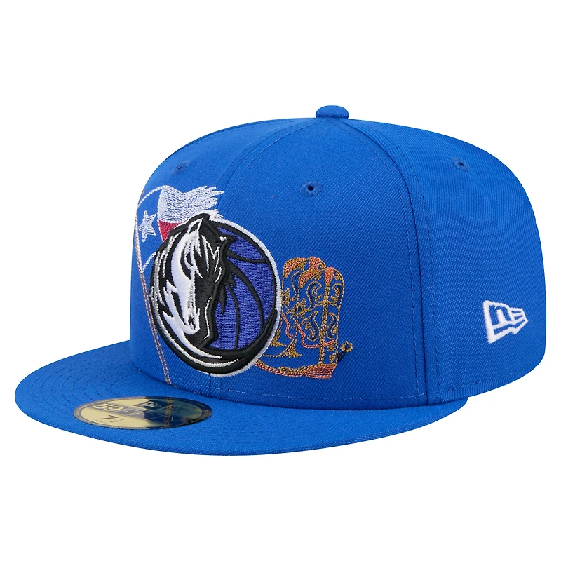 Casquette ajustée 59FIFTY bleue New Era Dallas Mavericks State Stitch pour homme