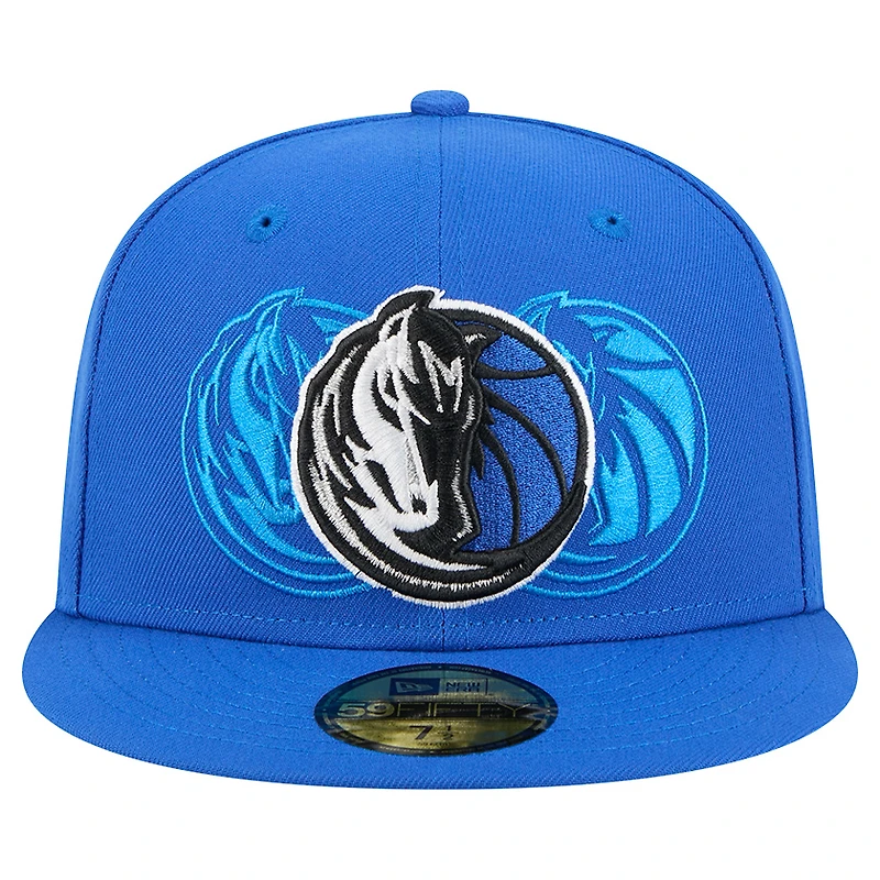 Men's New Era  Blue Dallas Mavericks Tri-Hit 59Fifty Fitted Hat